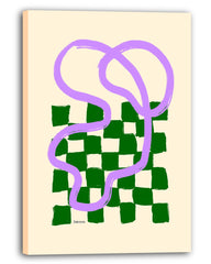 Schachbrett mit Line Art in Grün