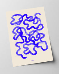 Watercolour Line Art abstrakt in Blau