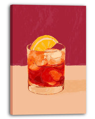 Negroni Cocktail Illustration mit Orangenscheibe