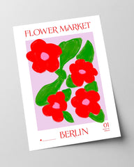 Flower Market Berlin - Blumen-Illustration in Rot