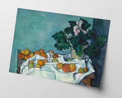 Paul Cézanne - Stillleben mit Äpfeln und einem Topf Primeln (ca. 1890)