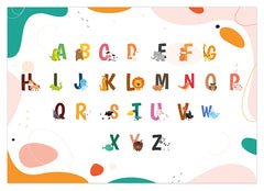 ABC Lernbild, Englisch Lernen, Süße Illustrationen, Dekoration für Zuhause oder Kindergarten