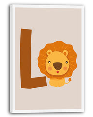 L wie Löwe, ABC Lernen, Süße Zeichnung, Illustration für Kinder, Buchstabe für Name, Deko für Zuhause