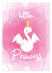 Schwanen Prinzessin, Süße Zeichnung, Pinke Illustration, Tier-Zeichnung, Dekoration für Zuhause