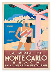 Pierre Fix-Masseau - Art Deco Werbeplakat - Strand in Monte Carlo