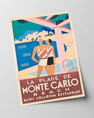 Pierre Fix-Masseau - Art Deco Werbeplakat - Strand in Monte Carlo