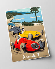 Pierre Fix-Masseau - Art Deco Werbeplakat - Formel 1 Côte d'Azur