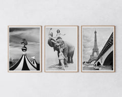 Set aus 3 Postern: Schwarz-Weiß "Vintage Paris"