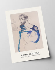 Egon Schiele - Museum-Poster I Gustav Klimt in einem hellblauen Arbeitskit