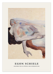 Egon Schiele - Museum-Poster I Hockende nackte Frau in Stöckeln und schwarzen Kniestrümpfen