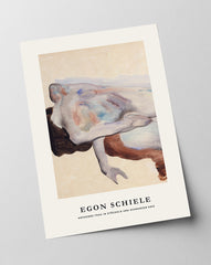 Egon Schiele - Museum-Poster I Hockende nackte Frau in Stöckeln und schwarzen Kniestrümpfen