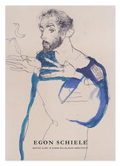 Egon Schiele - Museum-Poster II Gustav Klimt in einem hellblauen Arbeitskit