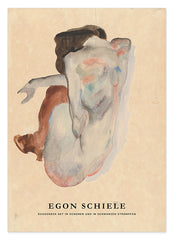 Egon Schiele - Museum-Poster II Duckender Akt in Schuhen und in schwarzen Strümpfen