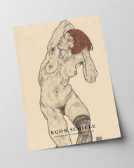 Egon Schiele - Museum-Poster II Stehender Akt in schwarzen Strümpfen