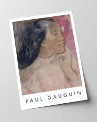 Paul Gauguin - Museum-Poster Eine tahitianische Frau mit einer Blume in ihrem Haar