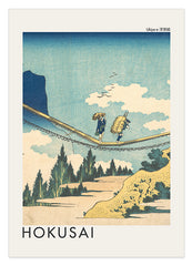 Katsushika Hokusai - Museum-Poster Die Hängebrücke an der Grenze der Hida und Etchū Provinzen (Hietsu no sakai tsuribashi)