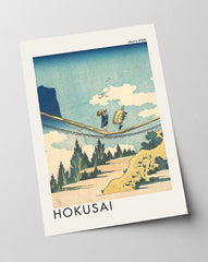 Katsushika Hokusai - Museum-Poster Die Hängebrücke an der Grenze der Hida und Etchū Provinzen (Hietsu no sakai tsuribashi)