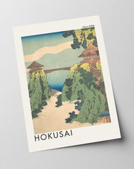 Katsushika Hokusai - Museum-Poster Die hängende Wolkenbrücke am Berg Gyōdō bei Ashikaga (Ashikaga Gyōdōzan kumo no kakehashi)