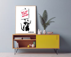 Banksy - Museum-Poster Get out while you can - Ratte mit Schild