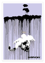 Banksy - Museum-Poster Alkoholismus - Engel im Regen