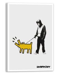 Banksy - Museum-Poster Mann mit bellendem Hund in Anlehnung an Keith Haring
