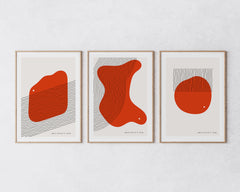 Poster-Set "Abstrakte Formen in Rot"