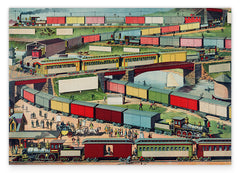 Eisenbahnzüge mit bunten Waggons