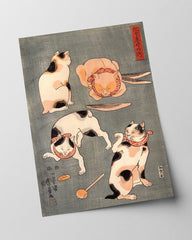 Utagawa Kuniyoshi - Vier Katzen in vier Posen