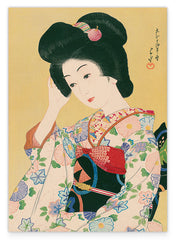 Kawase Hasui - Departing Spring - Geisha in buntem Kimono