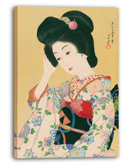 Kawase Hasui - Departing Spring - Geisha in buntem Kimono