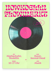 Flowmarkt Nowkoelln in grün mit Vinyl Schallplatte