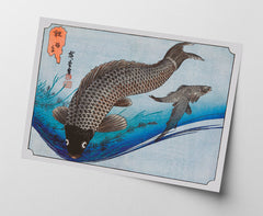 Utagawa Kuniyoshi - Drei Karpfenfische im Wasser