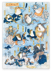 Utagawa Kuniyoshi - Frösche spielen berühmte Helden der Kabuki-Bühne