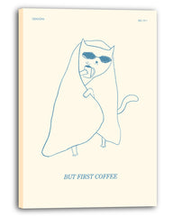 Katze mit Decke "But first Coffee"