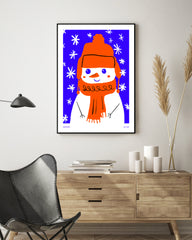 Schneemann mit Pudelmütze - Weiße Weihnachten