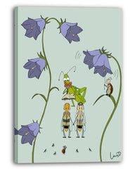 Bienenhochzeit - Süße Tierzeichnung, Natur-Illustration für das Kinderzimmer