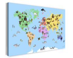 Bunte Weltkarte für das Kinderzimmer - Spielerisch lernen mit Tieren