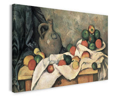 Paul Cézanne - Stillleben mit Vorhang, Krug und Obstschale