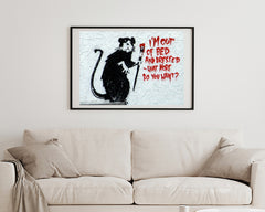 Banksy - Ratte mit Pinsel "What do you want?" Rat I'm out of bed Graffiti-Wandbild