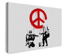 Banksy - Soldaten malen Peace Symbol soldiers Peace heller Hintergrund