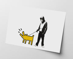Banksy Keith Haring - Bellender Hund, Pop-Art Modern Street-Art, Kunstdruck Klein bis Groß XXL - Wohnzimmer, Schlafzimmer