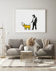 Banksy Keith Haring - Bellender Hund, Pop-Art Modern Street-Art, Kunstdruck Klein bis Groß XXL - Wohnzimmer, Schlafzimmer