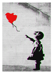 Banksy Mädchen mit Herz Luftballon - Modern Street-Art - Kunstdruck Klein bis Groß XXL - Geschenk Wohnzimmer, Schlafzimmer