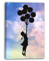 Banksy Mädchen Mit Luftballons - Fliegen und Freiheit - Street-Art Moderner Kunstdruck Canvas