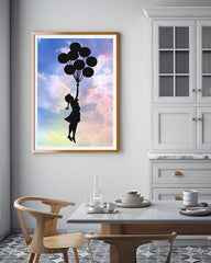 Banksy Mädchen Mit Luftballons - Fliegen und Freiheit - Street-Art Moderner Kunstdruck Canvas