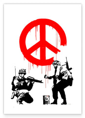 Peace Frieden - Sozialkritik Street-Art Banksy - Moderner Kunstdruck Canvas - Perfekte als Geschenk, Wohnzimmer, Inneneinrichtung Deko