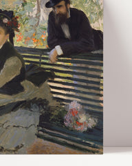 After Hover: Claude Monet - Camille Monet auf einer Gartenbank (1873)