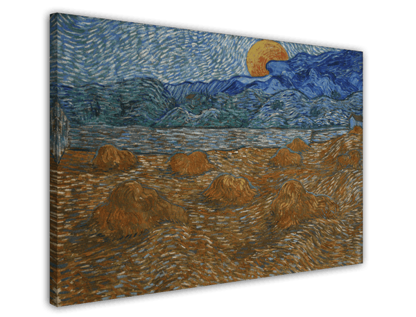 Vincent van Gogh - Landschaft mit Weizenhaufen bei Mondaufgang (1890)