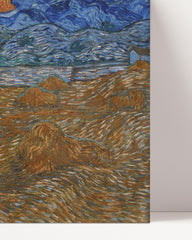 After Hover: Vincent van Gogh - Landschaft mit Weizenhaufen bei Mondaufgang (1890)