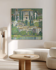 After Hover: Gustav Klimt - Kirche in Cassone (Landschaft mit Zypressen) (1913)